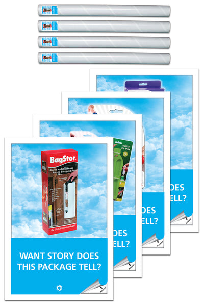 What Story Does This Package Tell (set of 4, BagStor, Bottle Ice, Milk Spout, Purse Rack)