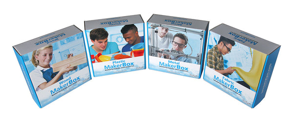 MakerBox® Kits (Set of 4, Metal, Wood, Plastic, Fabric)